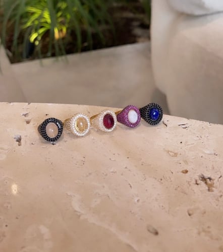 خاتم الاحجار الكريمة اوبال ابيض