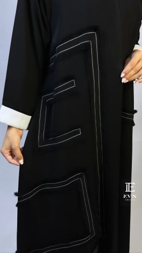 عباية كلوش ناعم اكمام داخليه ابيض EN05