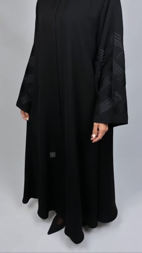 عباية تطريز اسود - اكمام EN17