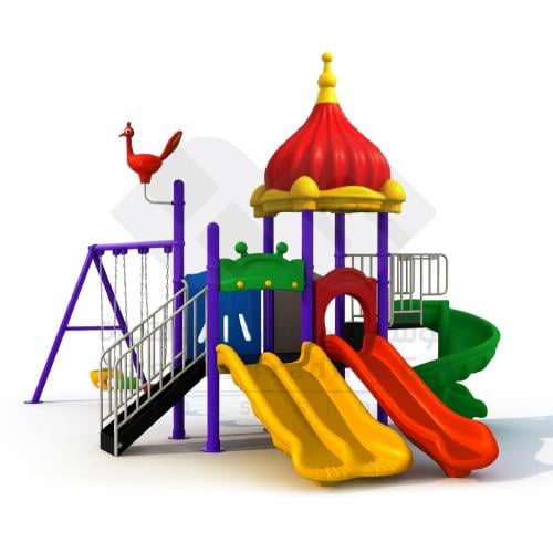 مجمع ألعاب أطفال خارجي للحدائق مع زحاليق متعددة وم...