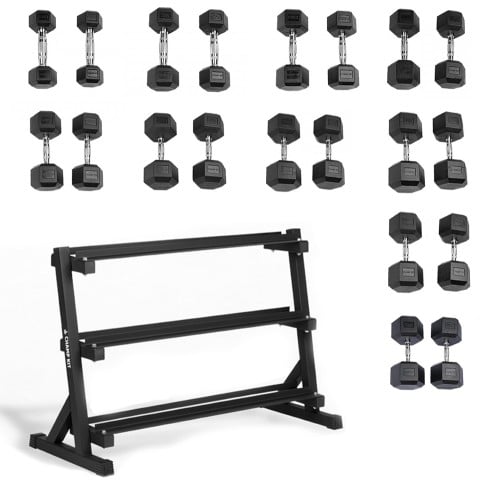 طقم دامبل كامل مع حامل أثقال - 275 كجم