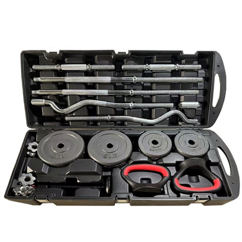 شنطة اثقال 58 كجم مع 2 بار رفع أثقال مستقيم ومتعرج