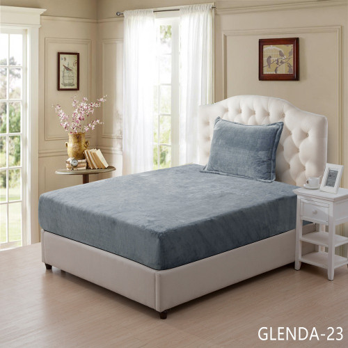 شرشف مغاط وكيس مخدة جلندا مخمل سلفر 120*200