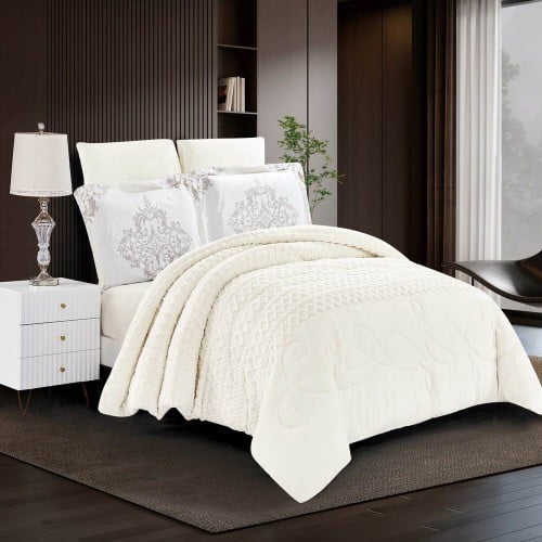 مفرش ميلانو مخمل شتوي مزدوج 6 قطع