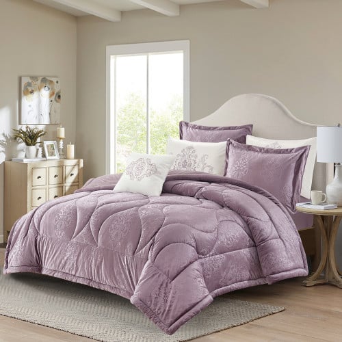 مفرش لورا مخمل شتوي محفور مزدوج 7 قطع