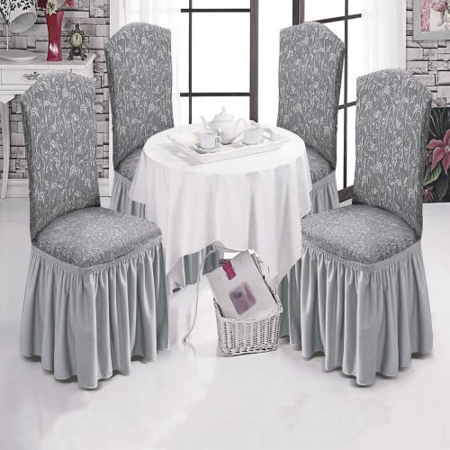 تلبيسة كراسي سفرة 4 قطع جلندا رمادي