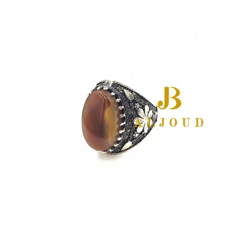 خاتم فضة عيار 925 عقيق يمني 2251