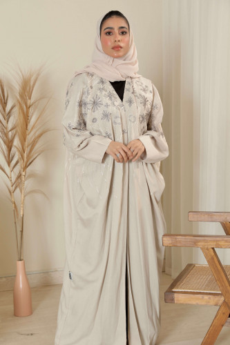 عباية فراشة مطرزة - بيج
