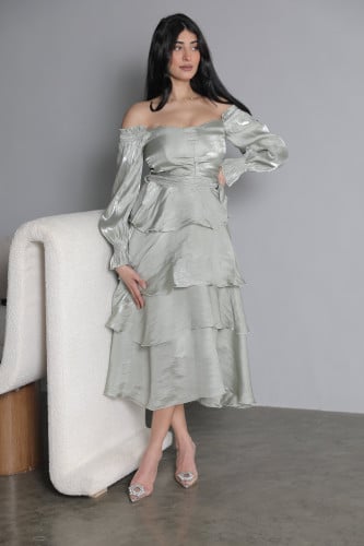 فستان طبقات - تفاحي