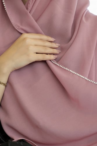 طرحة بأطراف اللؤلؤ - وردي