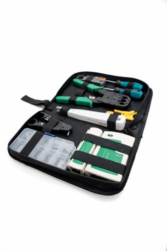 مجموعة أدوات شبكات احترافية مع كماشة كبس RJ45، فاح...