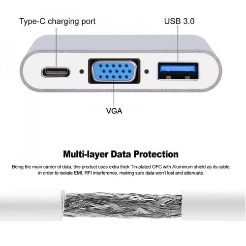 محول 3 في واحد Type-c إلى VGA