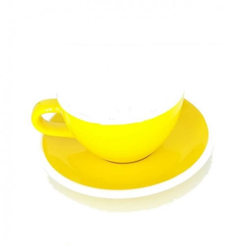 كوب من السيراميك مع صحن -اصفر190م