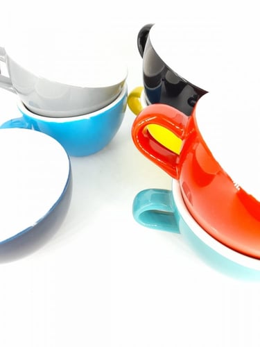 كوب من السيراميك مع صحن -رصاصي 190م