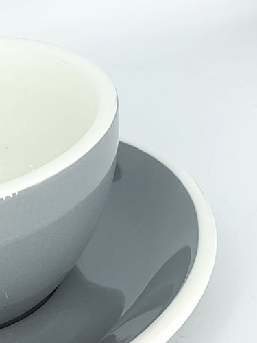 كوب من السيراميك مع صحن -رصاصي 190م