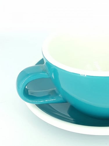 كوب من السيراميك مع صحن - فيروزي 190م