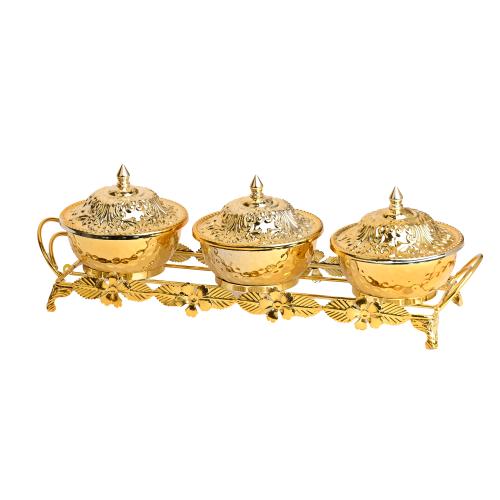 Golden child plate with three cover plates, golden