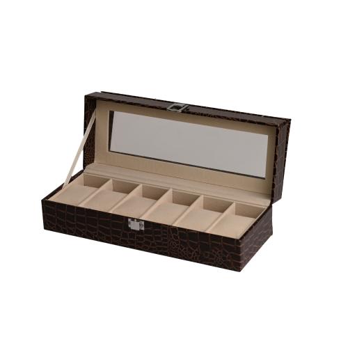 Luxury leather watch box for 6 watches