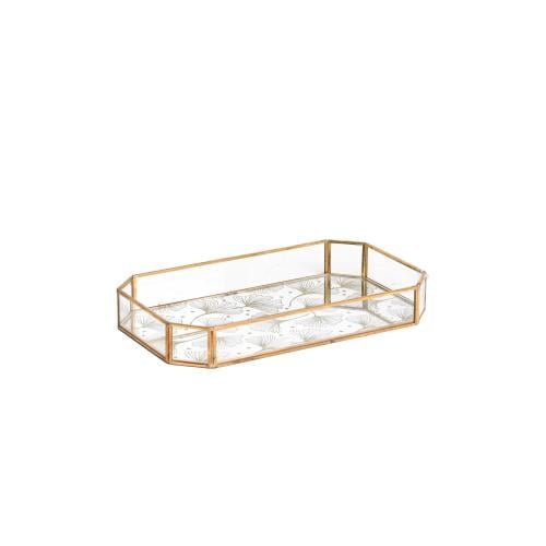 Child's plate, gold iron, small glass stand