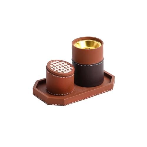 Ceramic incense burner set, cylindrical, three pieces