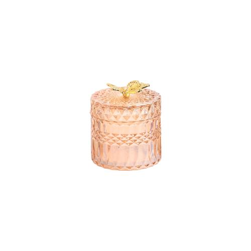 Round glass box with crystal butterfly