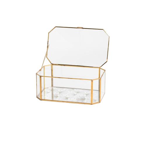 Large golden glass box container