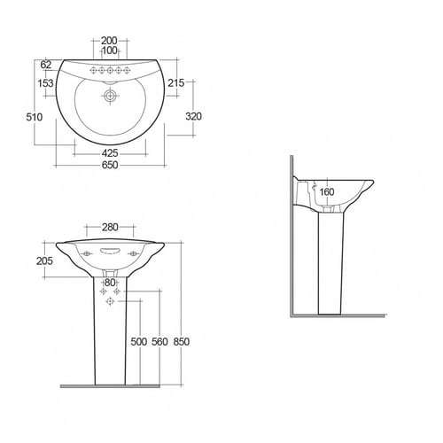 مغسله فينيس 65سم