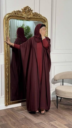 Mm100128 - عباية صيفية بنص بشت بخامة باردة وناعمة