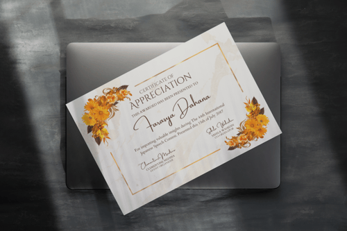 شهادة شكر وتقدير 01