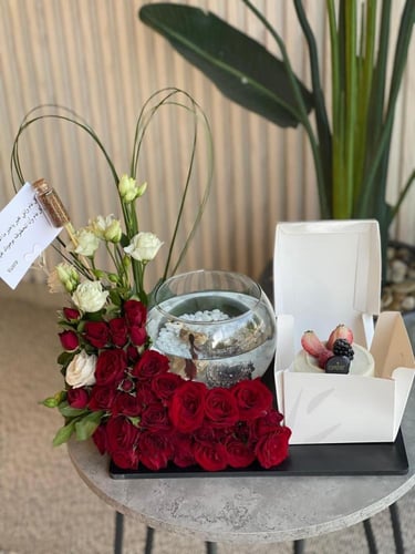 بكج ورد+كيك+سمك