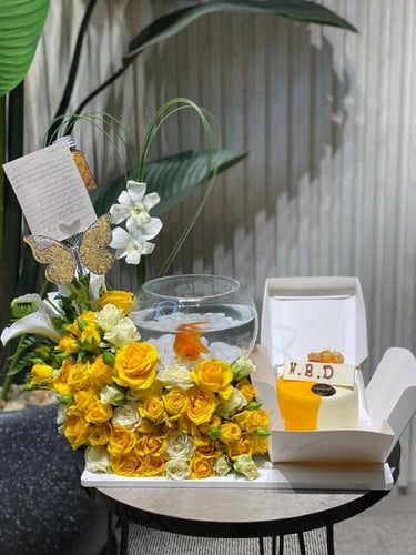 بكج ورد+كيك+سمك