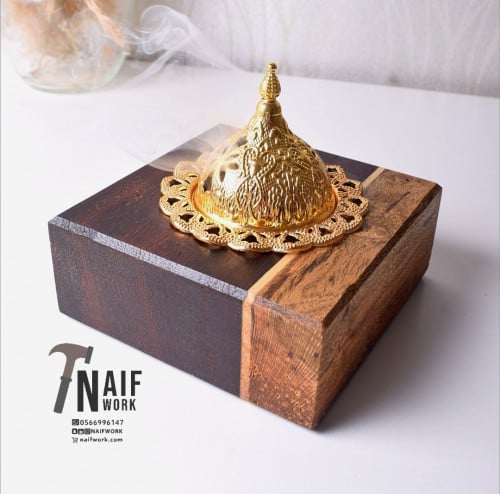 مبخرة بتصميم أنيق (دمج شجر الأثل مع خشب التيك والص...