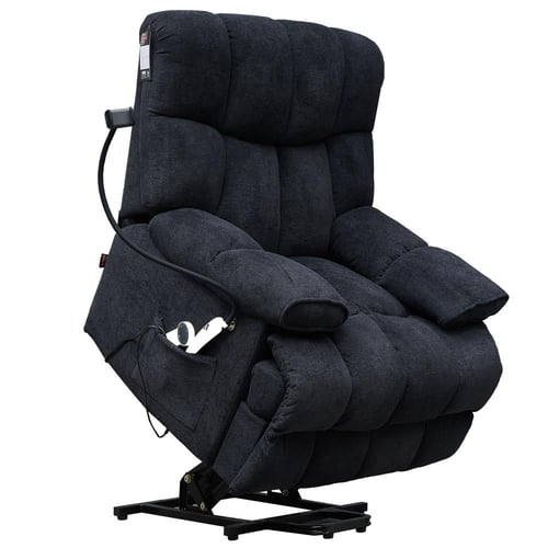 777-كنب إسترخاء كويين مخمل اسود مساعد الوقوف