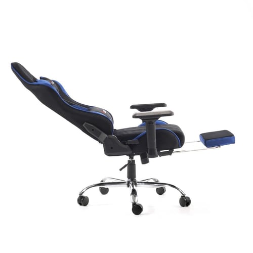 624-كرسي قيمنق ألعاب ليدر فئة T المخمل أسودXأزرق د...