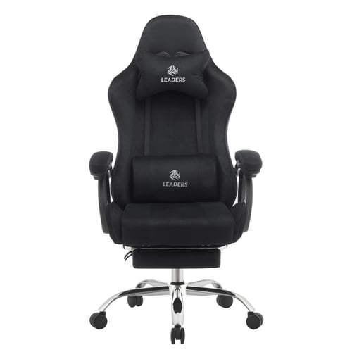 492- كرسي قيمنق ألفا مخمل أسود مع مسند قدم