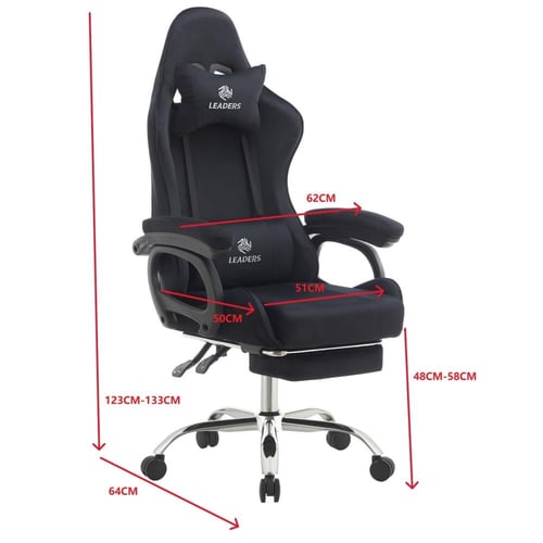 492- كرسي قيمنق ألفا مخمل أسود مع مسند قدم