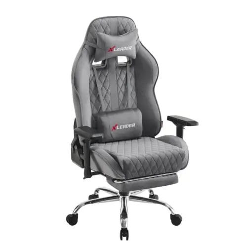 524D-كرسي قيمنق إكس ليدر رمادي مخمل دايموند