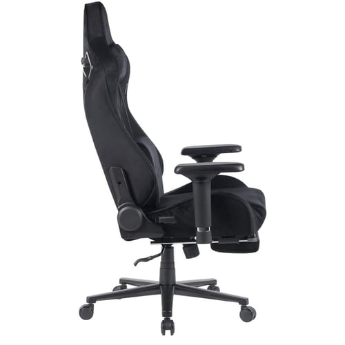 372- كرسي قيمنق مكتبي كامري مخمل أسود مع مسند قدم