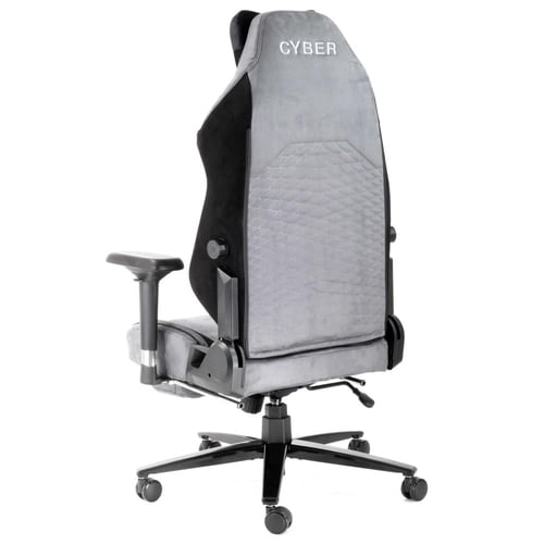 380- كرسي قيمنق مكتبي سايبر مخمل رمادي مع مسند قدم