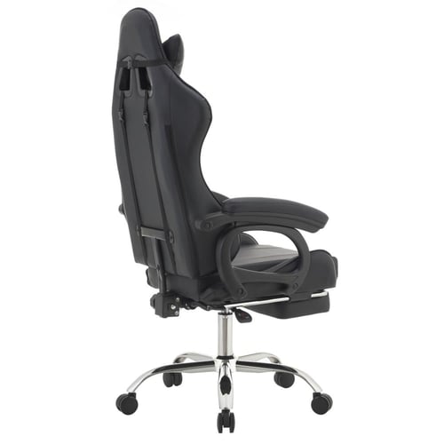 495- كرسي قيمنق ألفا جلد أسود مع مسند قدم