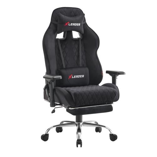 670D-كرسي قيمنق إكس ليدر أسود مخمل دايموند مع مسند...