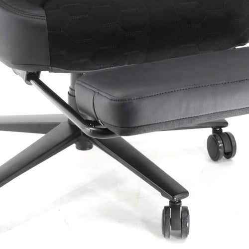 350- كرسي مكتب قيمنق بوس مخمل X جلد أسود مع مسند ق...