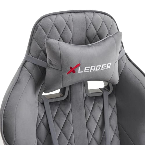 524D-كرسي قيمنق إكس ليدر رمادي مخمل دايموند مع مسن...