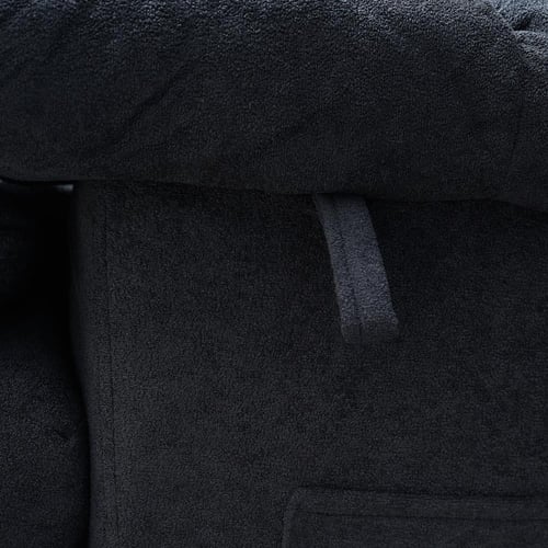 777-كنب إسترخاء كويين مخمل اسود مساعد الوقوف