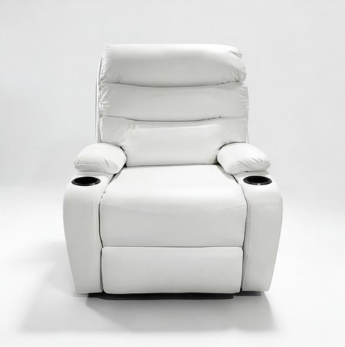 761- كرسي استرخاء ثابت ريمو ثابت جلد أبيض ناصع