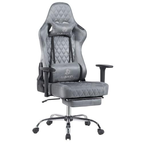 619-كرسي قيمنق ليدر فئة T مخمل رمادي دايموند مع مس...