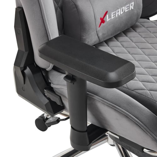 524D-كرسي قيمنق إكس ليدر رمادي مخمل دايموند مع مسن...