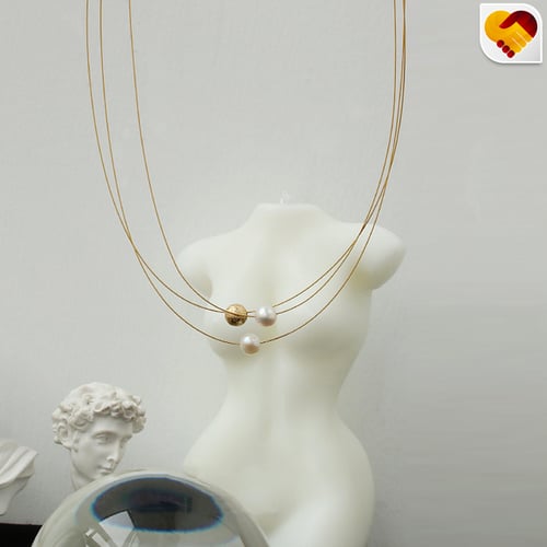 سلسلة ذهبي رقيقة بادوار لولو ذهبي وفضي