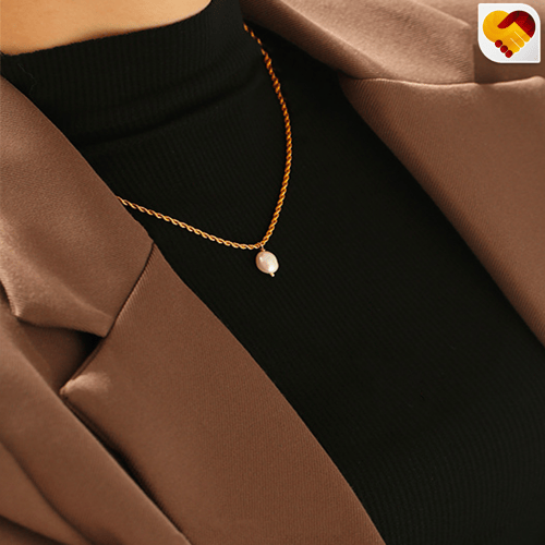 سلسلة ذهبي بزينة لؤلؤي