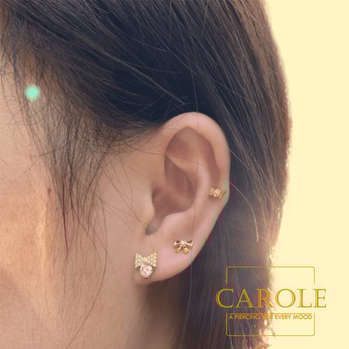 حلق بيرسنق فضّة 925 (3 قطع) لون ذهبي